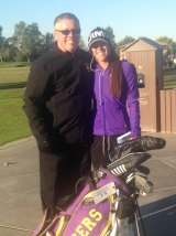 Tiger Coach Kevin Roberts and Dani Kinder at Goose Creek Golf Course.